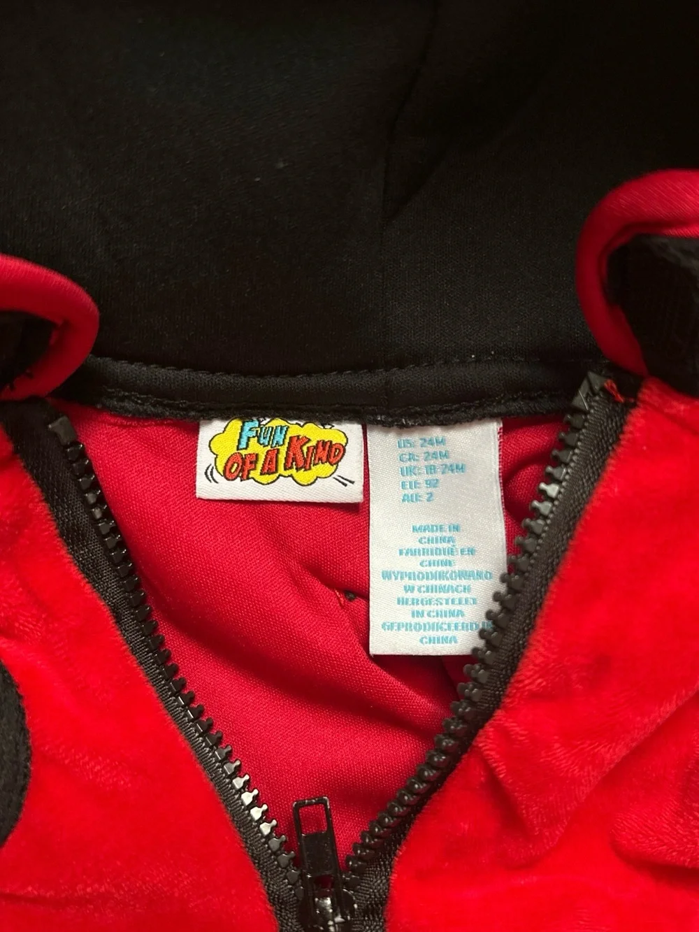 Adorable 24 mo Red and Black Ladybug Hoodie Costume - Zip Front